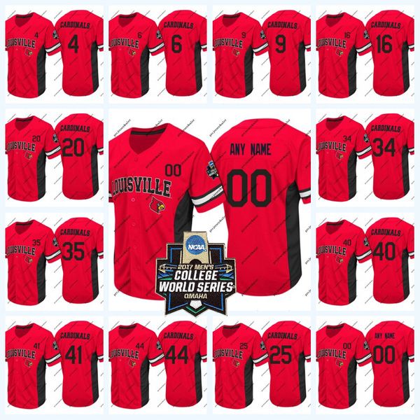 

Louisville NCAA 2017 World Series Jersey Custom For Mens Womens Youth College Baseball Jersey Double Stitched Name and Number