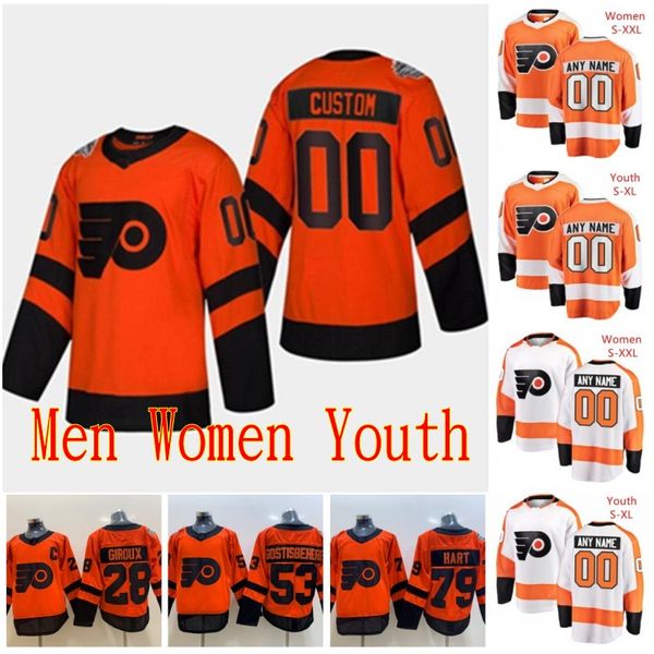 

custom stitched 2020 philadelphia flyers jerseys carter hart claude giroux sean couturier nolan patrick jakub voracek ice hockey jerseys, Black;red