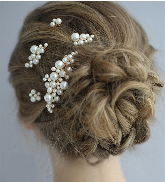 

fashion hair ornaments western wedding headdress for bride handmade wedding comb bridal gold pearl hair jewelry accessories gift