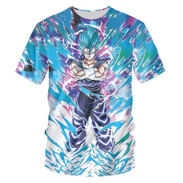 

новая япония аниме dragon ball saiyan bule волосы vegeta футболка goku 3d печати мужчины / женщины лето круглый воротник с коротким рукавом, White;black