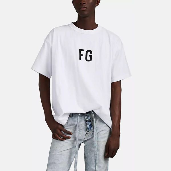 

19ss fear of god 6th inside out fg letter printed t-shirt casual fog breathable short sleeve street skateboard white fashion tee hftttx092, White;black