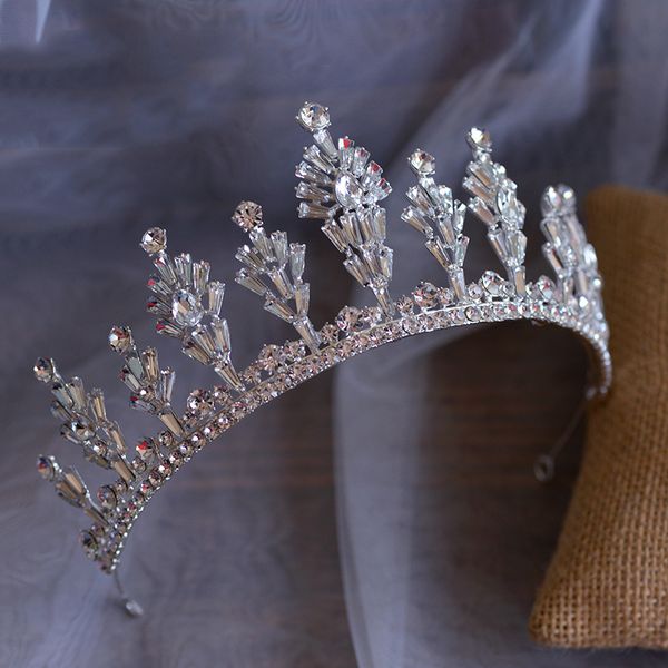 

himstory luxury crystal crown wedding hair accessories bridal tiaras crowns headpieces diadem rhinestones pageant hair jewelry, Golden;white