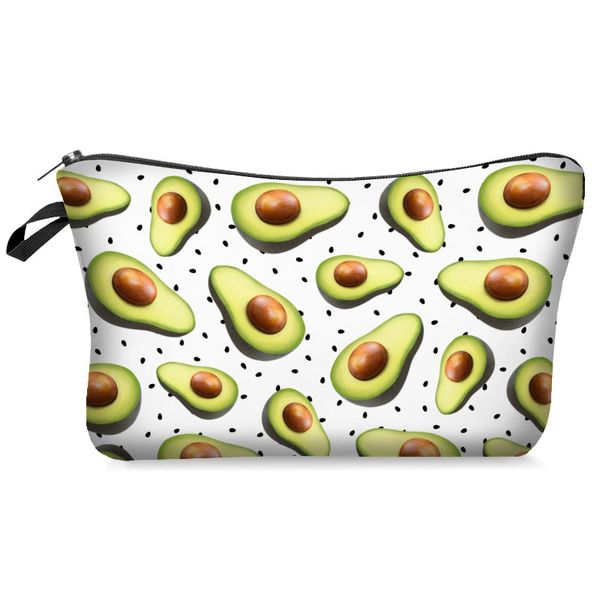 

3d printing avocado cosmetic bag fashion women makeup bags waterproof cosmetics pouchs for travel