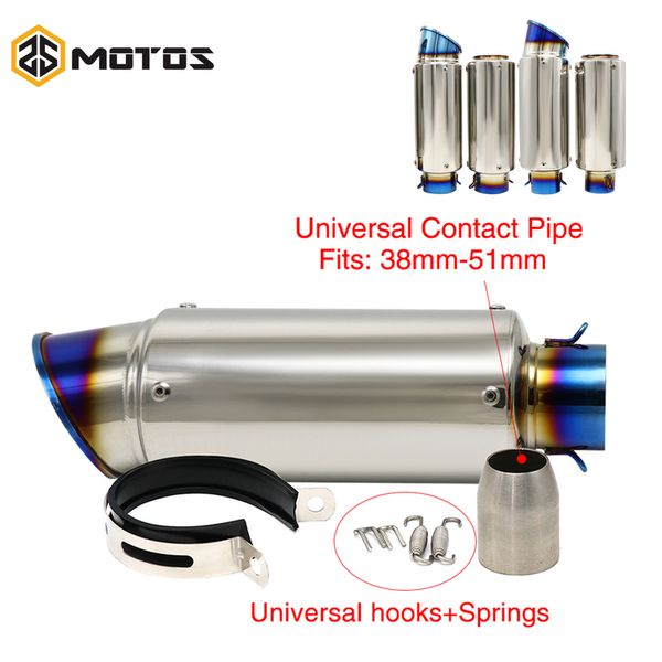 

zs motos universal 50.8mm/60mm motorcycle exhaust muffler sc laser motocross escape slip-on exhaust pipe for r6 gsxr1000 r25