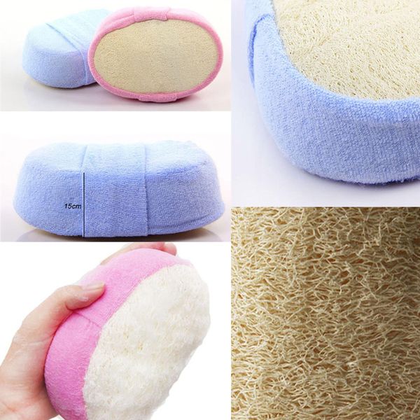 

natural loofah shower exfoliating sponge scrubber with wear band luffa bath wash body brush sponge brush
