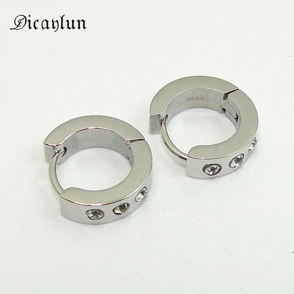 

dicaylun stainless steel hoop earrings minimalist classic zirconia round circle earings women men jewelry silver birthday gifts, Golden