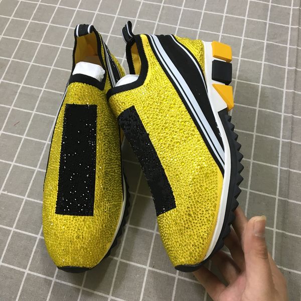 

женская повседневная обувь с rhinestonescrystals mens slip-на stretch mesh черный белый красный блеск runner flat повседневная обувь, Black