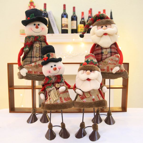 

57x20 cm metal santa christmas flannel doll toy ornament cute toy decorations santa claus sit down doll new year gift for kids