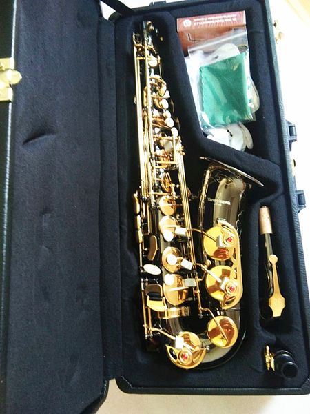 

japan yanagisawa a-991 alto saxophone play professional black nickel gold key sax natural instruments real picture hard boxs ing