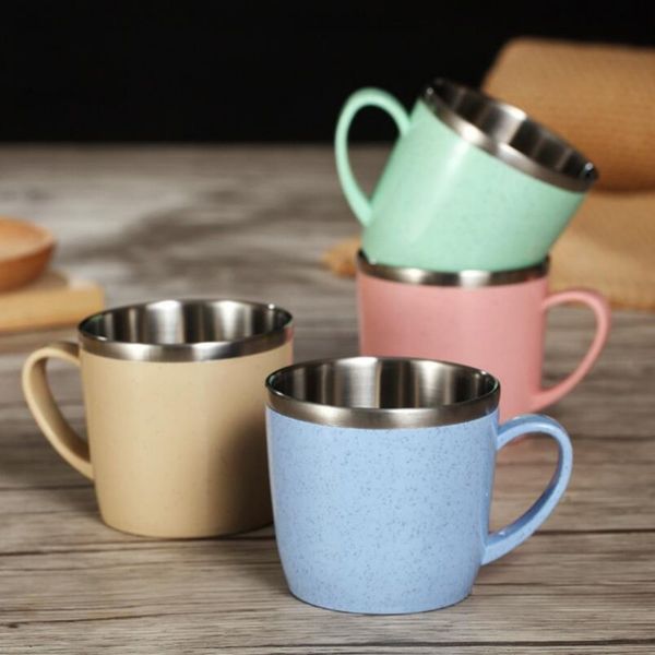 

wheat element colorful environmentally friendly stainless steel coffee mug household children drink water cups ing