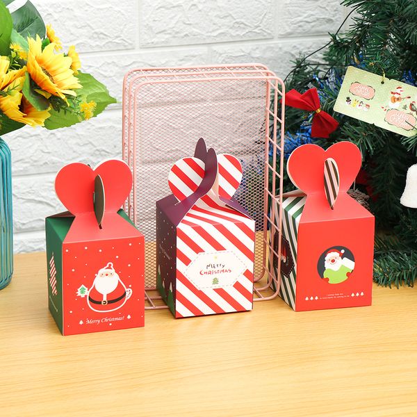 

merry christmas striped style apple box special christmas eve cookies packaging gift box carton snowman candy