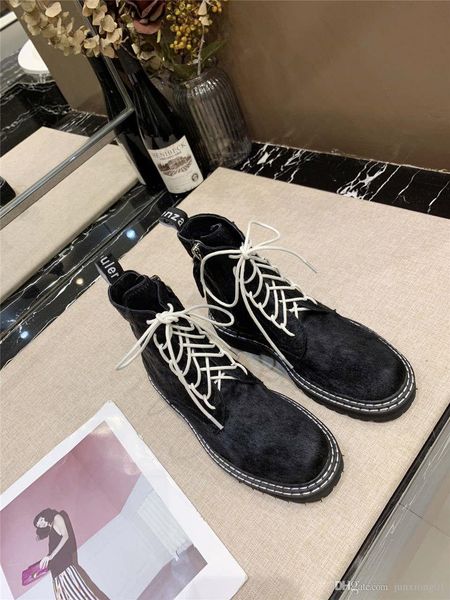 

2019 paris designer winter new luxury women's shoes martin boots leather short boots motorcycle boots matt black