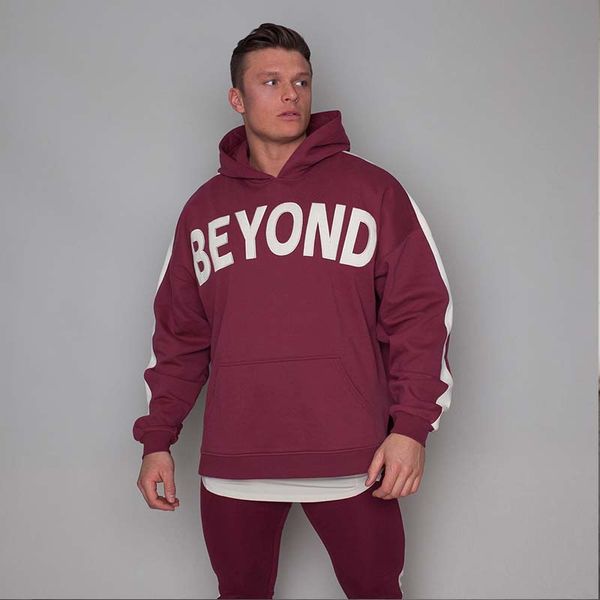 

autumn mens skinny hoodies sweatshirts male gyms fitness bodybuilding joggers sportswear casual fashion cotton patchwork hoodie, Black