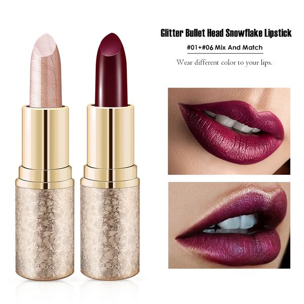 

2pcs glitter lipstick set waterproof long-lasting diamond glitter lipsticks makeup no-fading metallic luster pearl lip stick set