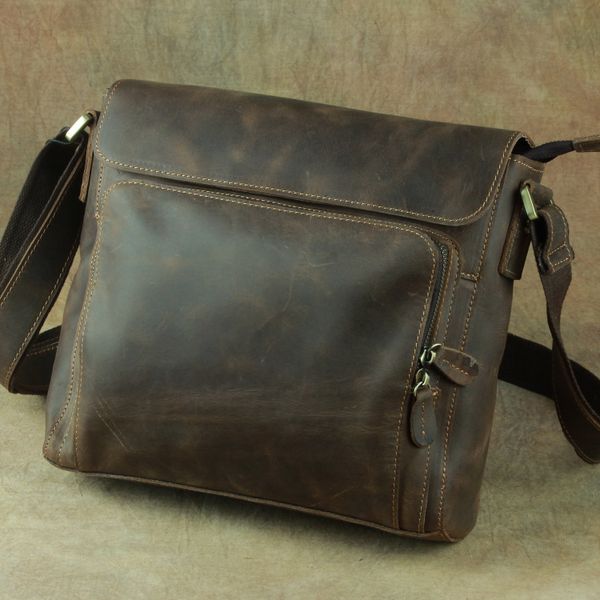 

crazy horse genuine leather male men's over shoulder messenger handbag casual crossbody bags for ipads briefcase portfolio