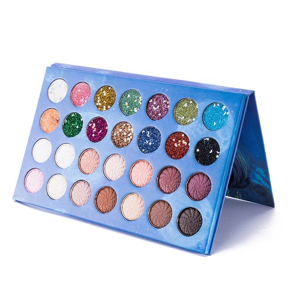 

eyeshadow 28 color sequins mermaid makeup set tray pearl high gloss eye shadow palette suitable for female female