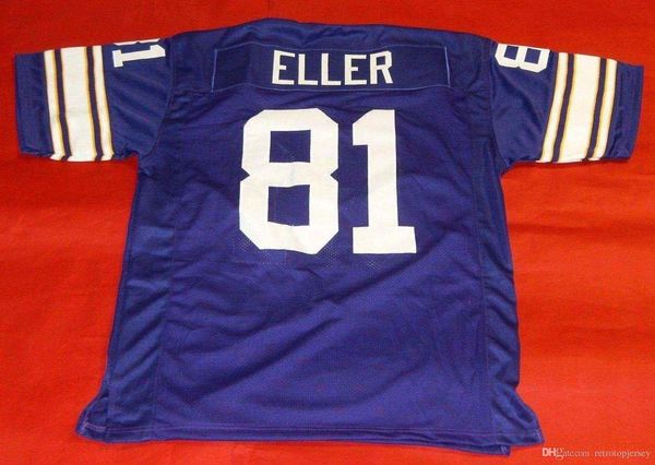 

retro #81 carl eller custom mitchell & ness jersey purple mens stitching s-5xl,6xl football jerseys running, Black;blue