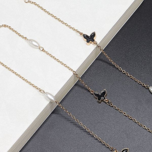 

sweater second-use golden pearl metal sweater chain second-use golden pearl butterfly glasses butterfly glasses chain metal