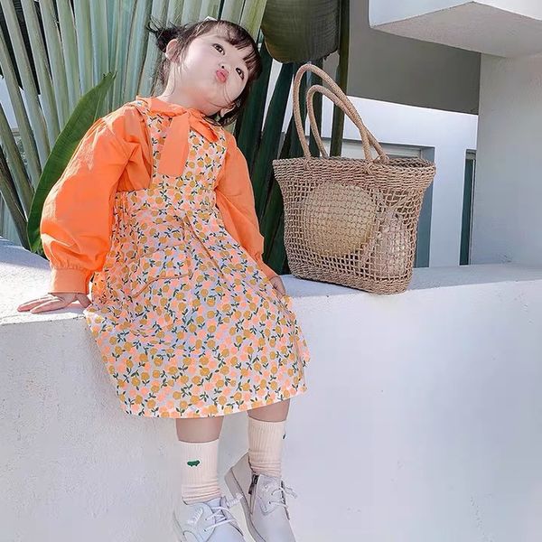 

2020 new stylish baby girls printed dress fashion spring kids girls dresses 2-7 years, Red;yellow