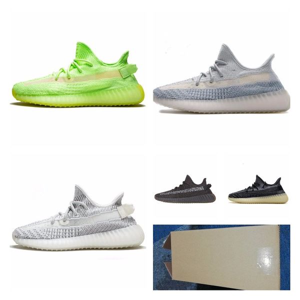 

with x box kanye west new gid glow black static reflective running shoes men women lundmark hyperspace clay des sneakers