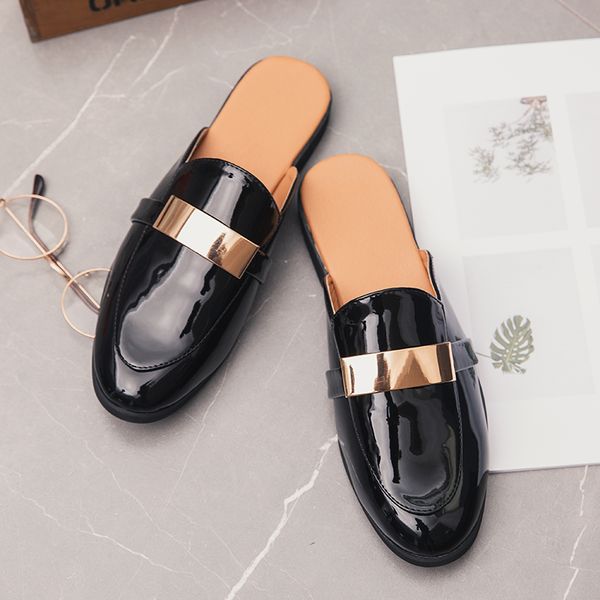 

trend summer mens loafers half drag fashion casual sneakers black men casual original shoes comfortable platform half slippers