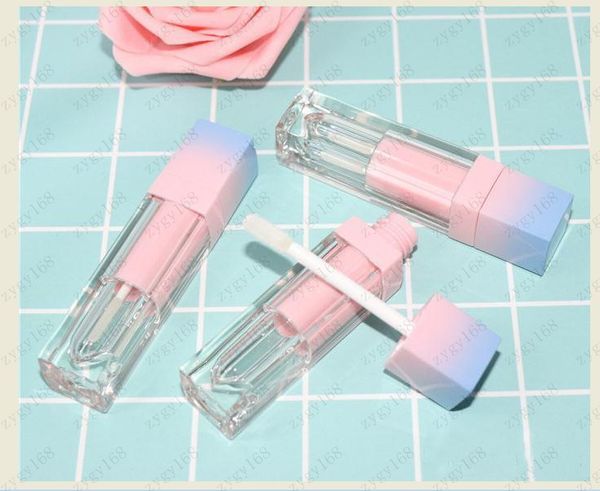 

200pcs/lot square empty lip gloss tube gradient pink blue plastic elegant lipstick liquid cosmetic containers 5ml ing