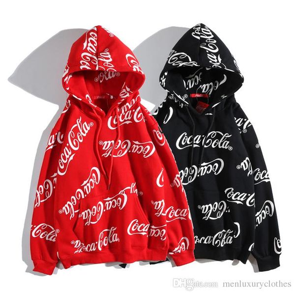 

осень зима мужчины толстовки кока печатные буквы co la руно все печати логотип дизайнерские толстовки, Black