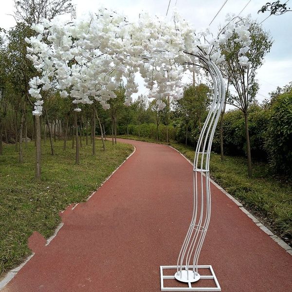 

2.6m height white cherry blossoms tree road leads with iron arch frame wedding runner aisle column shopping malls decoration supplies