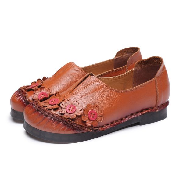

spring and autumn new selling fashion embroidery soft bottom comfortable casual leather ethnic style retro flat shoes, Black