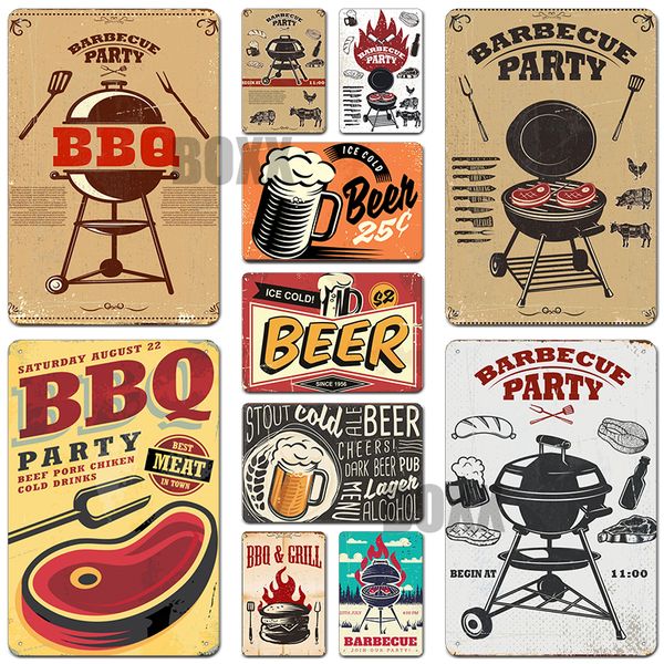 

dad's bbq tin signs vintage metal plaques wall poster decorative plates bar decoration farmhouse decor 20x30cm