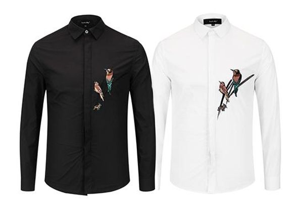 

2018 новый роскошный мужская мода повседневная рубашка с длинным рукавом x309 осень вышивка slim fit хлопок дизайнер нагрудные рубашки -xxx, White;black