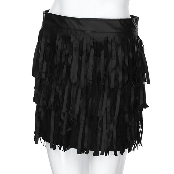 

2019 summer new female models polyester fashion women holiday summer zipper tassel high waist stage party mini skirt, Black