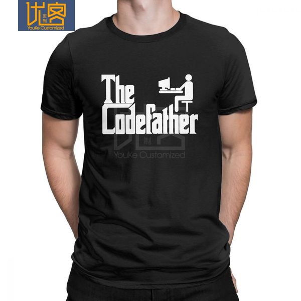 

programmer codefather men t shirt programming geek funny 100% cotton short sleeve humor tee shirt crew neck t-shirt clothes, White;black