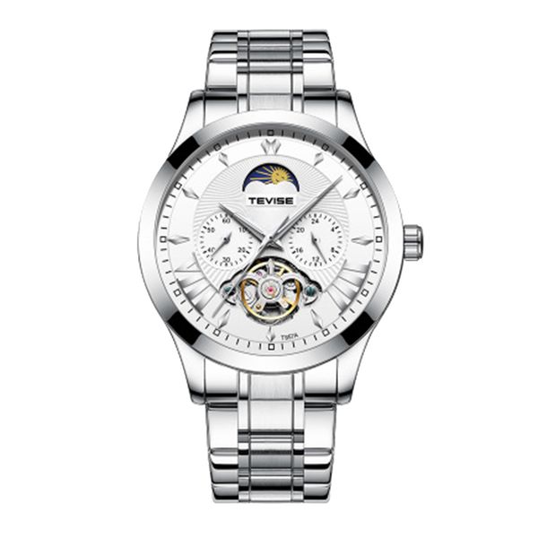 

stainless steel mechanical wristwatch for business man, Slivery;brown