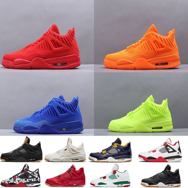 

4s New Bright Crimson Lime green Navy Blue Basketball Shoes Classic 4 IV Bred White Cement Cactus Jack Toro Bravo Mens Trainers Sneakers