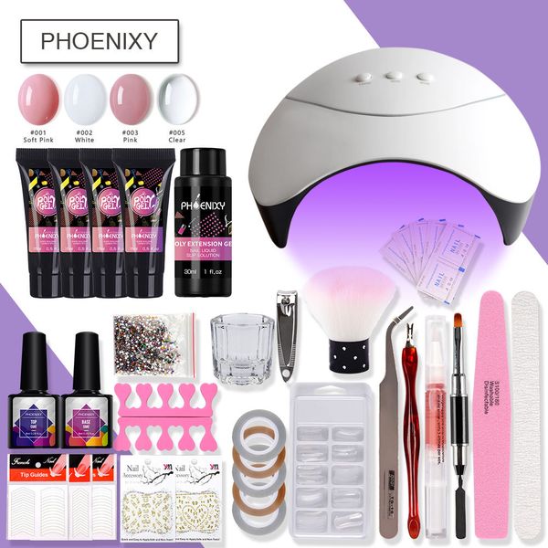 

poly gel nail kit 36w led uv lamp 4 colors crystal jelly gel builder tools for manicure nail extension manicure set