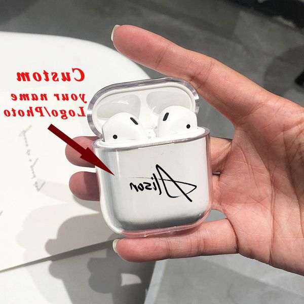 

custom name/logo/image hard plastic case for air pods case for bluetooth wireless airpod cover diy customized p letters hot