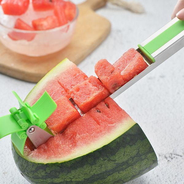 

windmill watermelon cutter 304 stainless steel fruit knife corer tongs melon watermelon slicer kitchen fruit tools ing