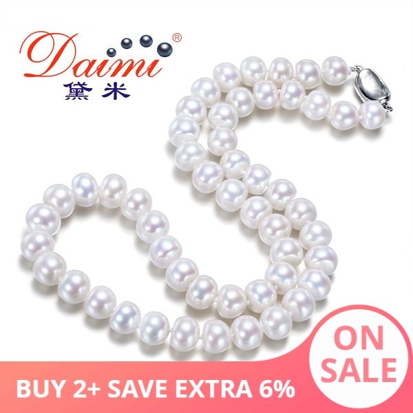 

fine jewelry 8-9mm natural pearl choker necklaces 18 inches white freshwater pearl classic promotion gift mother's necklace, Silver