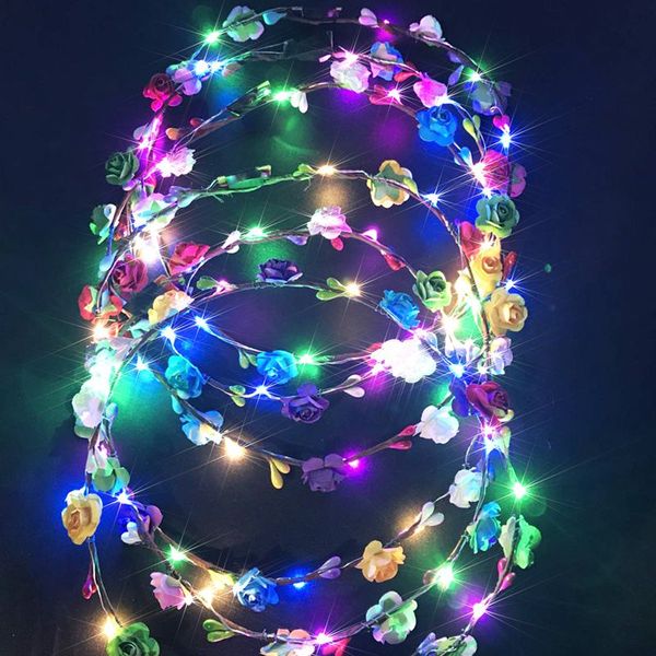 

7/10pcs led artificial flower wreath hair crown peony wreath spring round for the front door wedding home decor