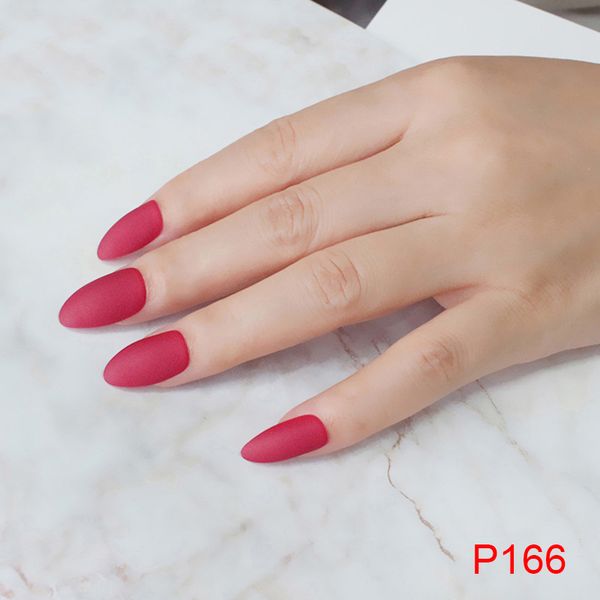 

24pcs drop shapes frosted matte fake nails diy manicure false nails for ladies bride bv789, Red;gold