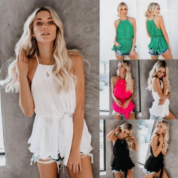 

chiffon women casual women designer clothes summer women designer tshirt fashion spaghetti strap ruched solid, White