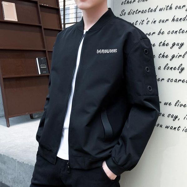 

2019 new air arrival spring autumn men's business jackets solid fashion coat mens casual slim stand collar brand men bomber jacket, Black;brown