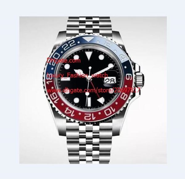 

роскошные высокого качества часы + оригинальная коробка 40мм gmt 126710 126710blro red blue asia 2813 движения автоматическая мужские мужски, Slivery;brown