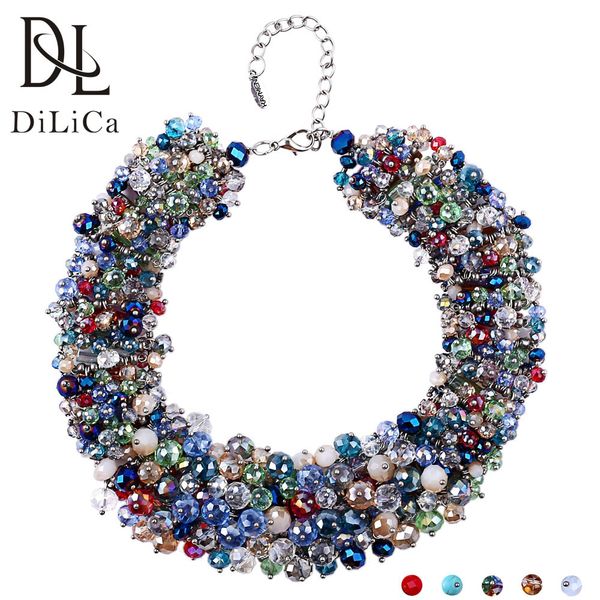 

dilica handmade bib statement necklace for women beads necklace choker fashion collar necklaces charms chokers jewelry collares, Silver