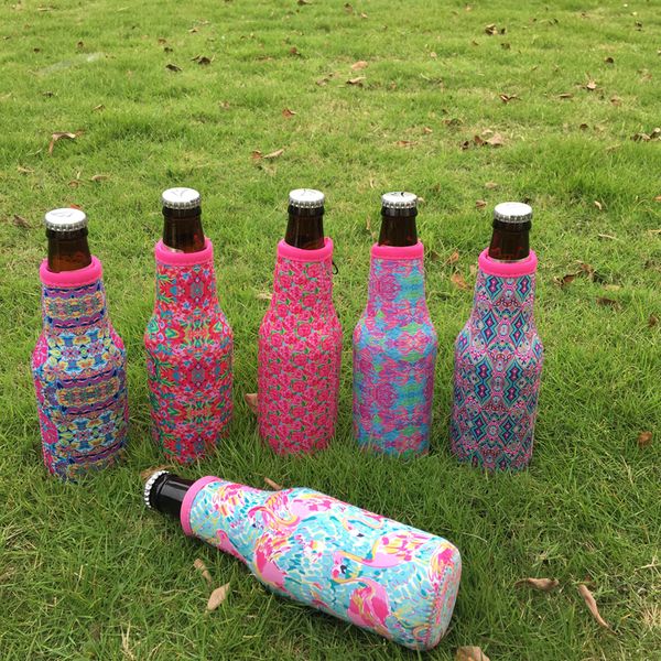

wholesale bottle cooler neoprene case rose and crown design bottle holder, floral pattern holder gift bag ing