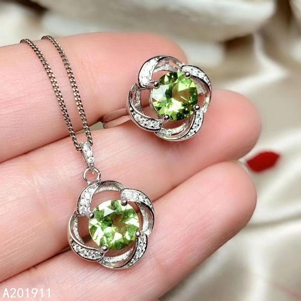 

kjjeaxcmy fine jewelry natural peridot 925 sterling silver women pendant necklace chain ring set support test luxury, Black