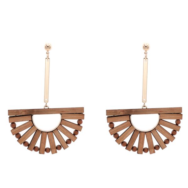 

handmade vintage wooden knit beads geometric long large earrings for women girl bohemian earrings, Silver