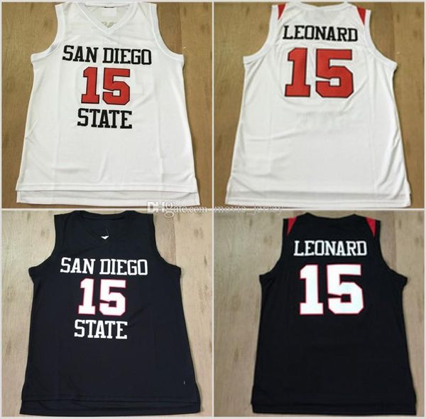 

San Diego State Aztecs #15 Kawhi Leonard Jersey #2 College Basketball Jerseys Black White University Shirts Kawhi Leonard Basketball Jerseys