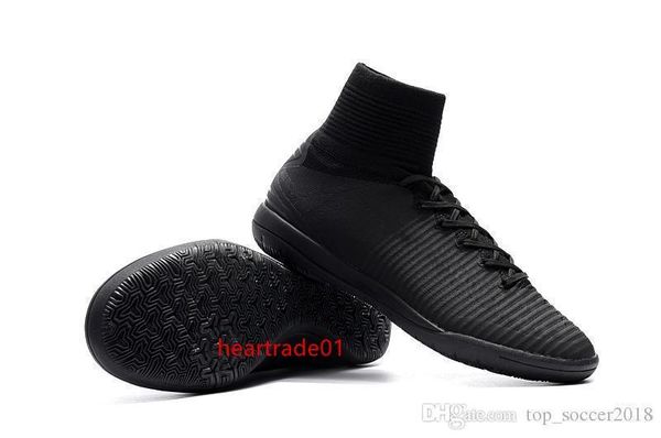 

quality mercurial full black superfly v cr7 ic soccer cleats 100% original mens football boots indoor soccer shoes